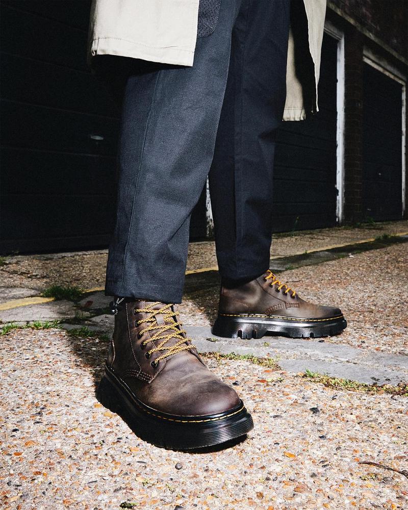 Dr Martens Tarik Crazy Horse Læder Utility Støvler Dame Mørkebrune | DK 267YXF